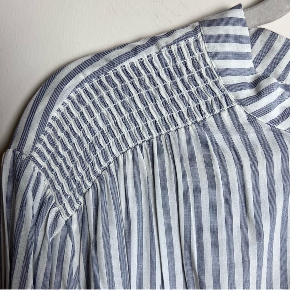 Loft Long Sleeve Spring Popover Blouse Blue & White Stripe Size 26 | NWT - Picture 4 of 11
